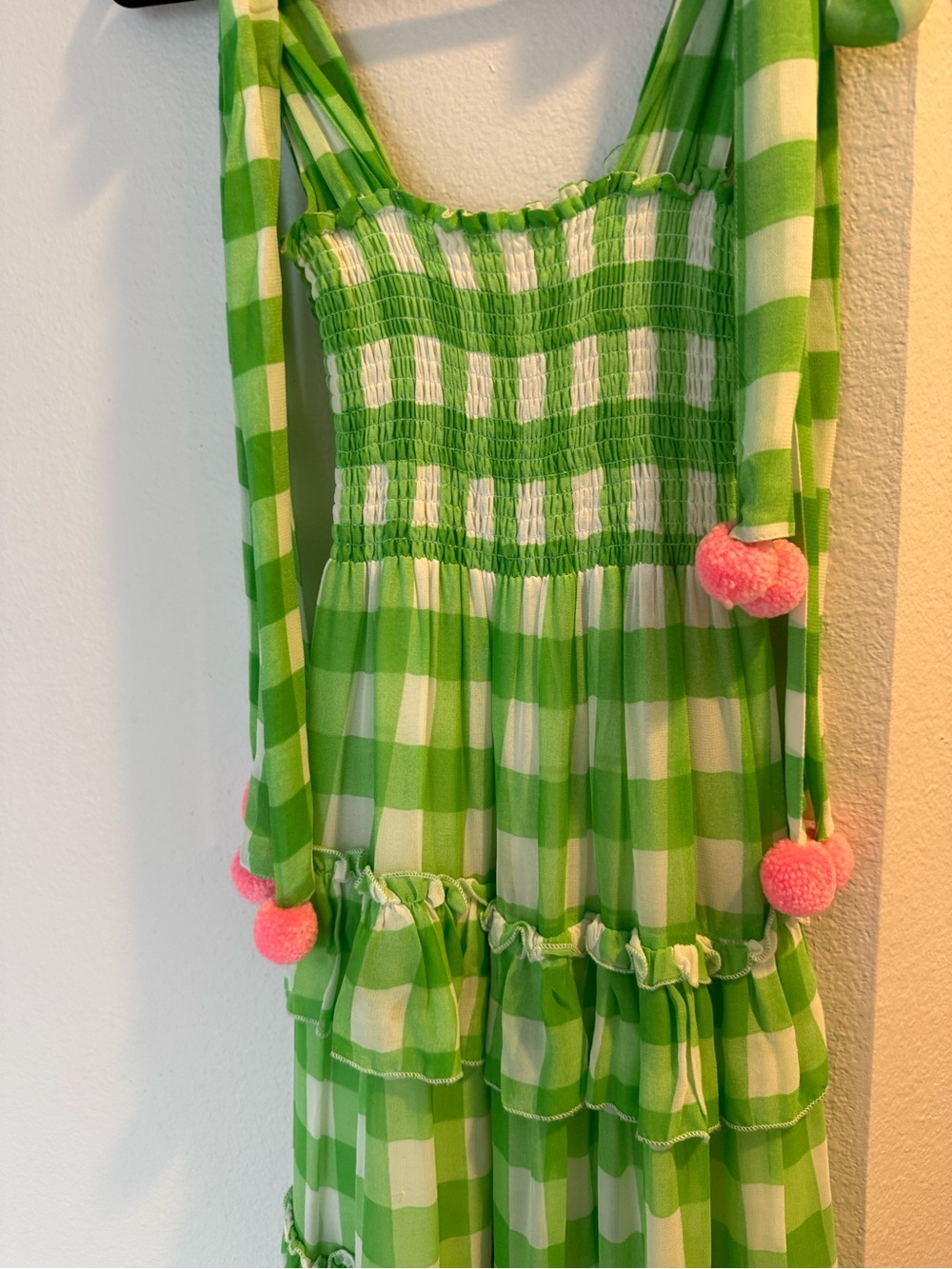 SUNDRESS Berenice Dress in Green GGT Lime & White Poms - Picture 2 of 9